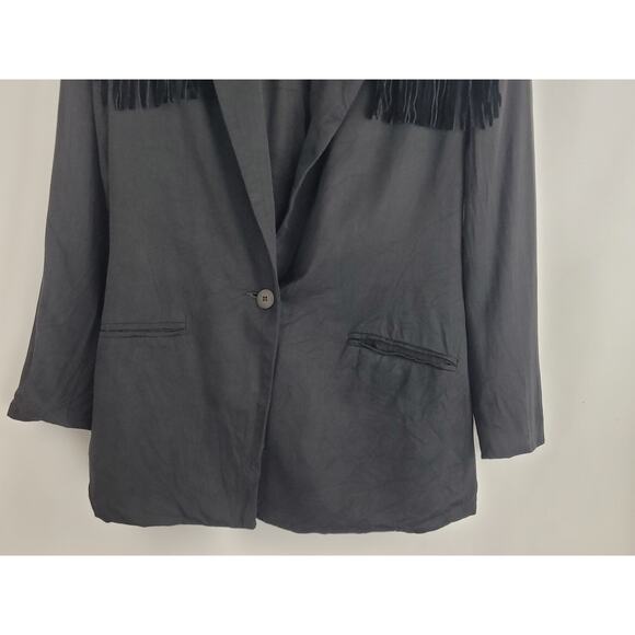Vintage American Trendsetter Black Western Fringe Jacket Size 10 - Picture 3 of 9